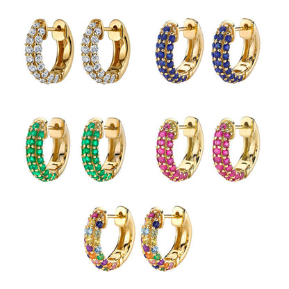 Gold Rhinestone Mini Hoop Earrings