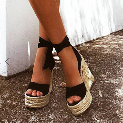 Wedge Heel Sandals Wrap Around