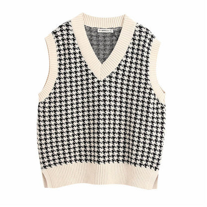 Checkered knitted Vest