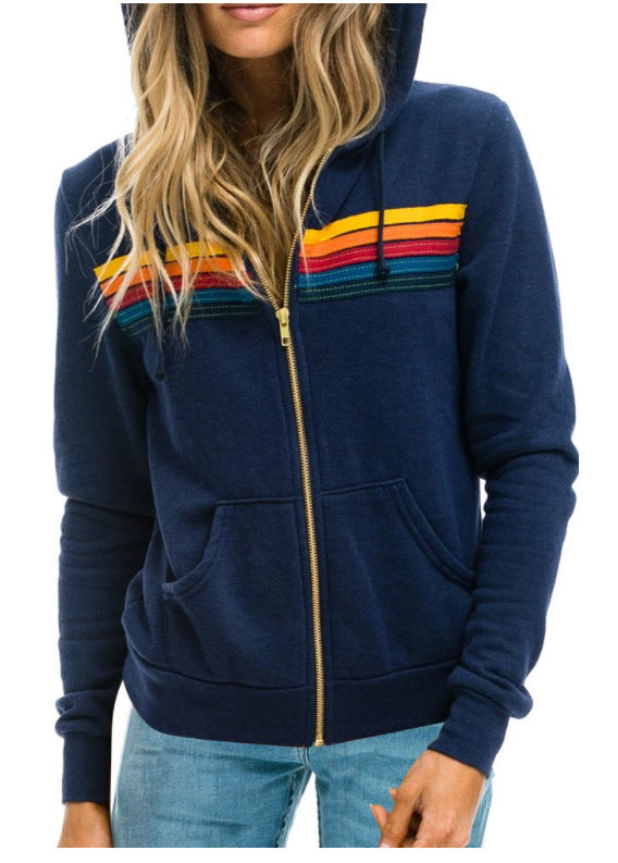 Rainbow Sweater Zip Up Jacket