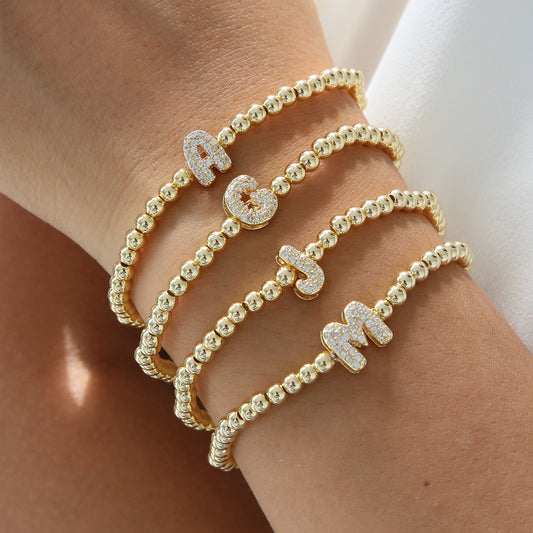 Bubble Pearl Letter Bracelet