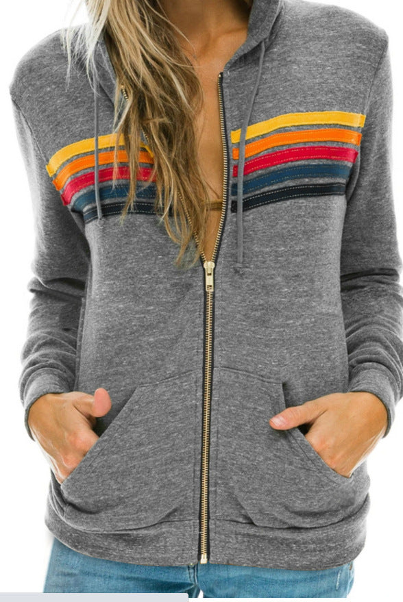 Rainbow Sweater Zip Up Jacket