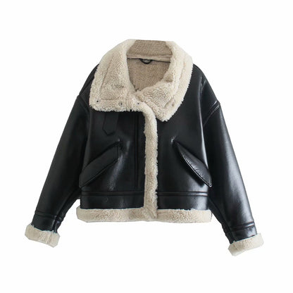 Leather Fleece Fur Jacket