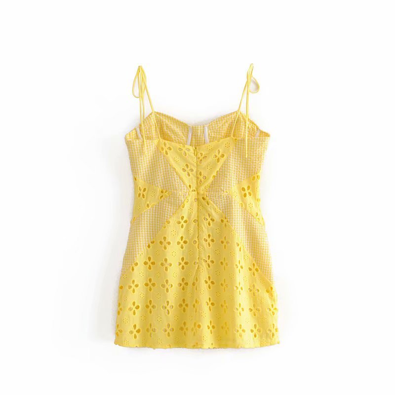 Hali Embroidered Yellow Mini Dress