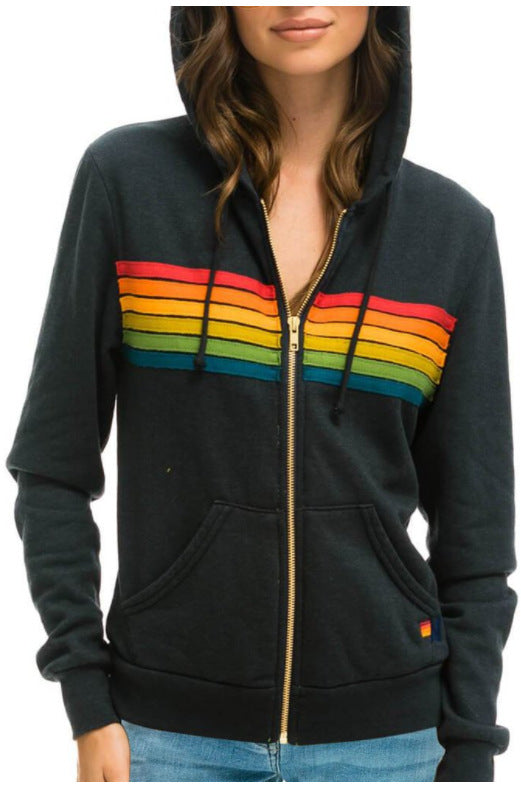 Rainbow Sweater Zip Up Jacket