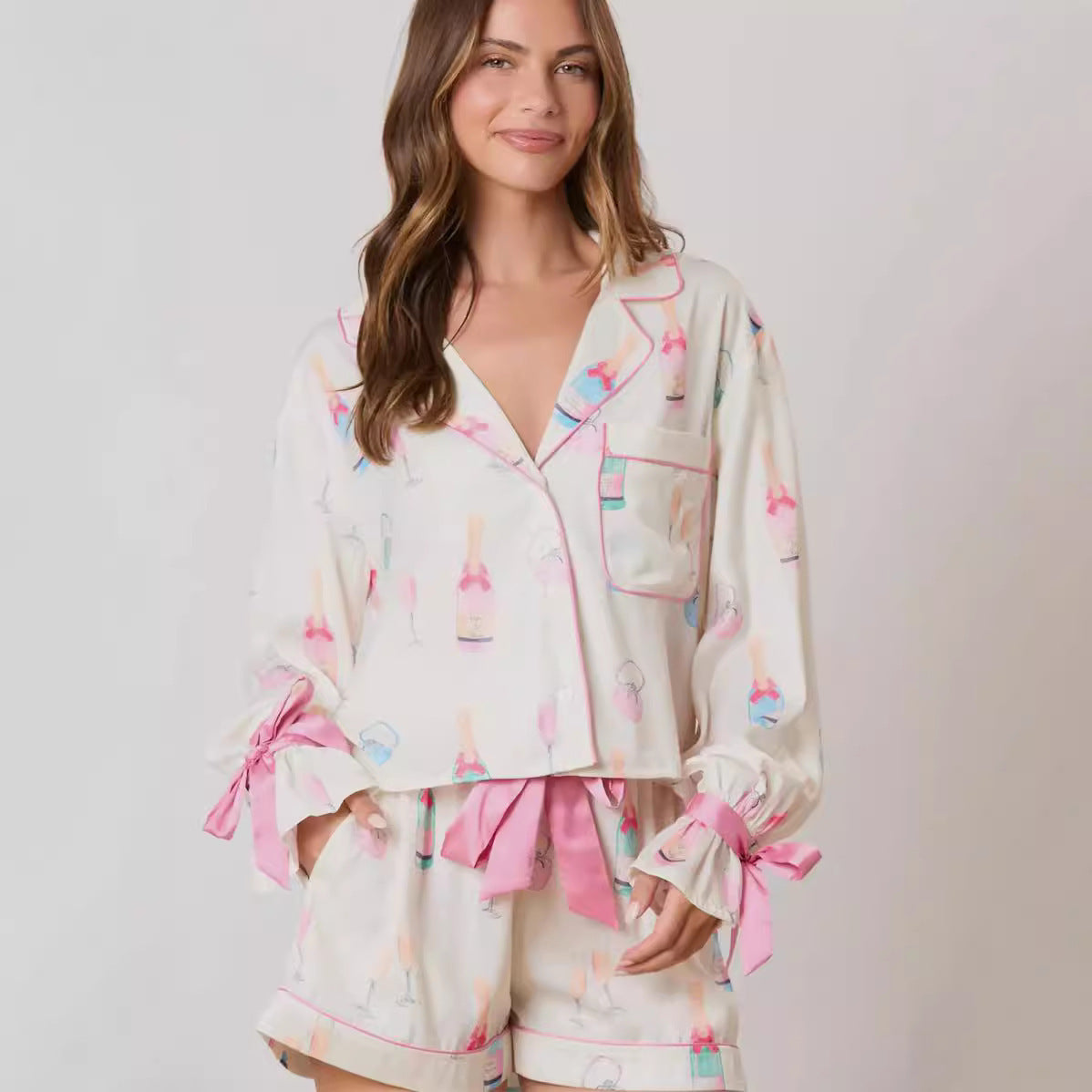 Wine Bow Pajamas Set