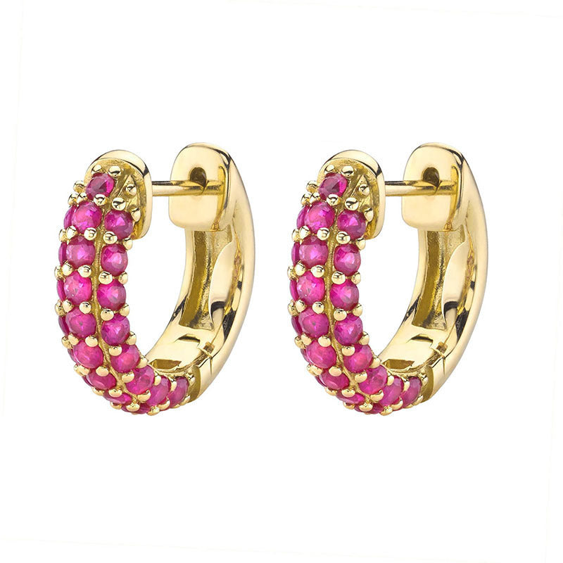 Gold Rhinestone Mini Hoop Earrings