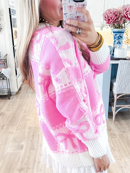 Pink Bow Square Sweater