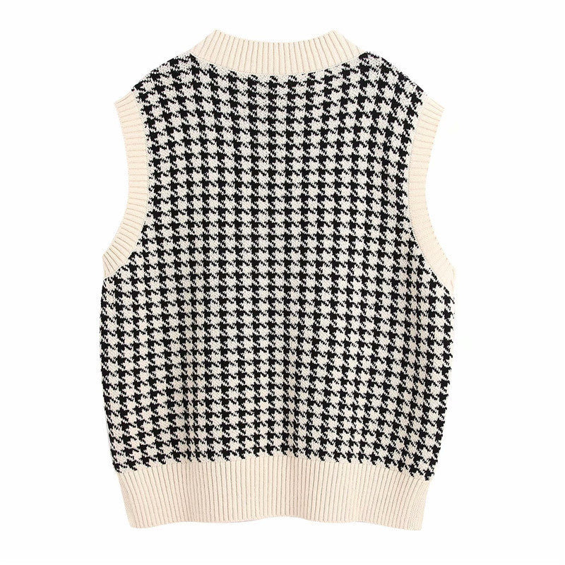 Checkered knitted Vest