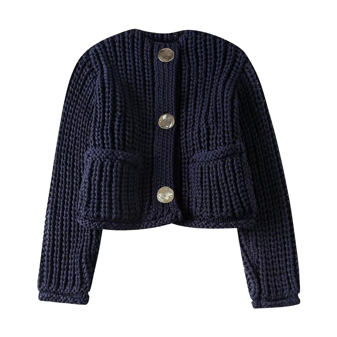 Navy Sweater Button Up