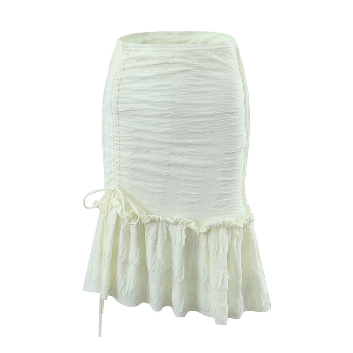 Cream Versatile Ruffle Mini Dress