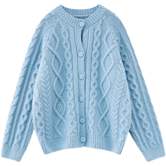 Cable Knit Button Up  Sweater