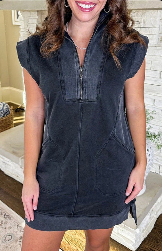 Quarter Zip Sweatshirt Dress