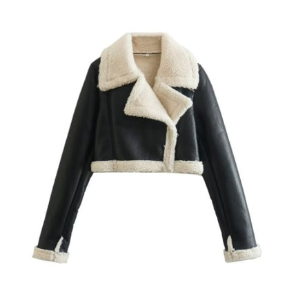 Leather Fleece Fur Jacket