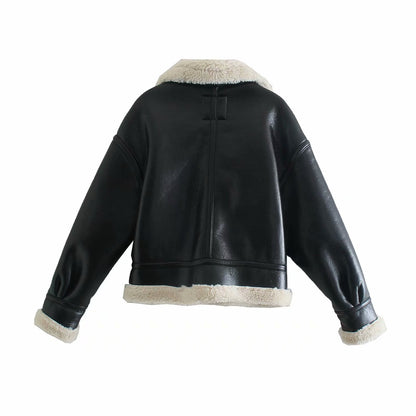 Leather Fleece Fur Jacket