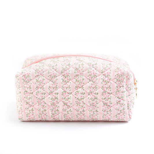 Floral Quilted Cosmetic Bag