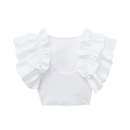 U-Neck Ruffled Pullover Top