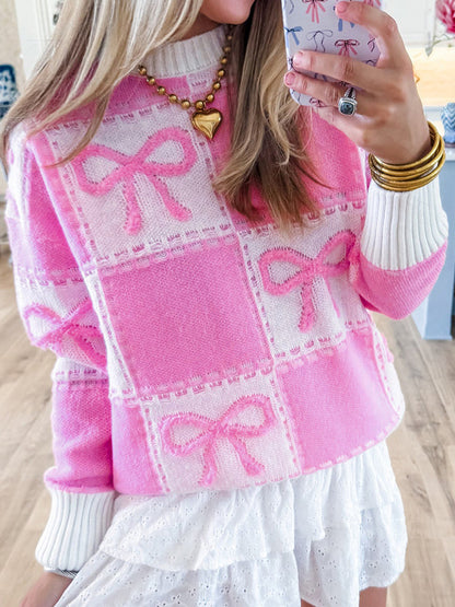 Pink Bow Square Sweater