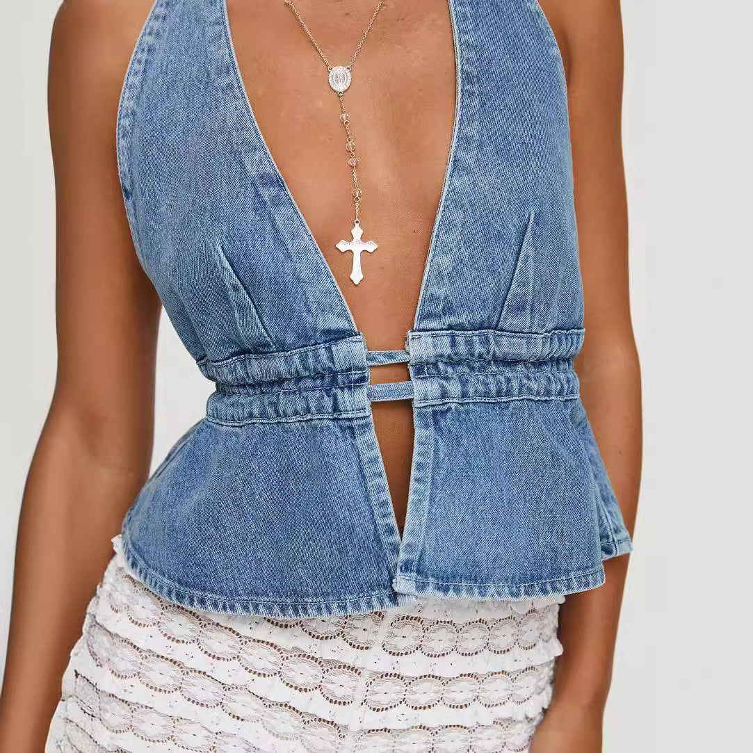 Denim Halter Top