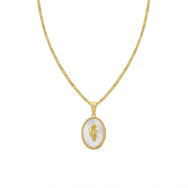 18k Gold White Floral Necklace